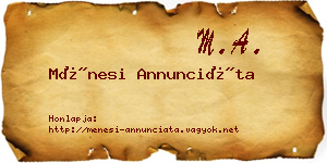 Ménesi Annunciáta névjegykártya